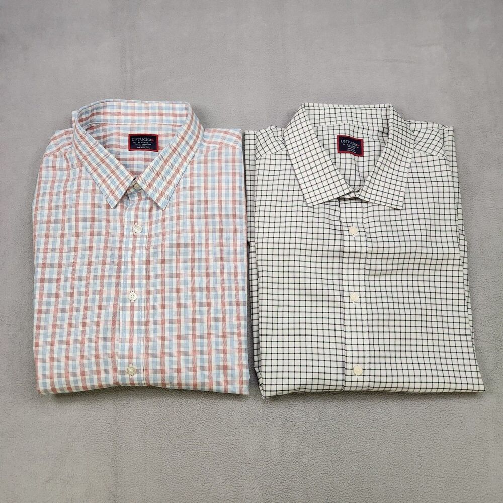 UNTUCKit Button Up Shirts Mens Size 2XL Long Sleeve Cotton Wrinkle Free Lot Of 2